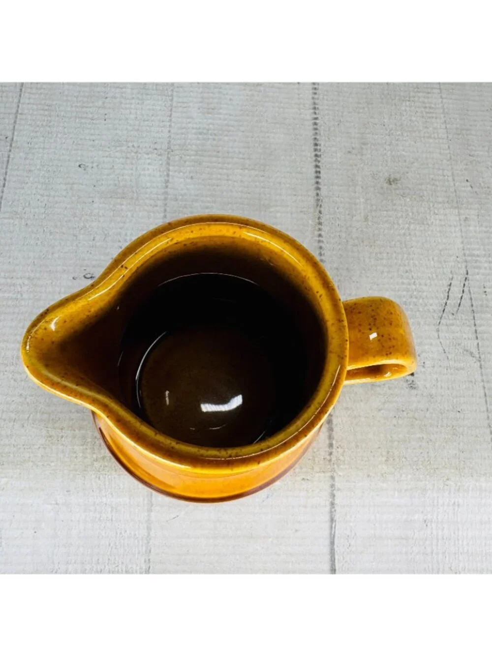 Vintage Golden Brown Glazed Ceramic Speckled Mid-Century Style 8 oz Creamer